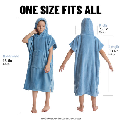 Kids Towel Changing Robe: Soft Plush Wearable Blanket, Swim Surf Poncho with Short Sleeves