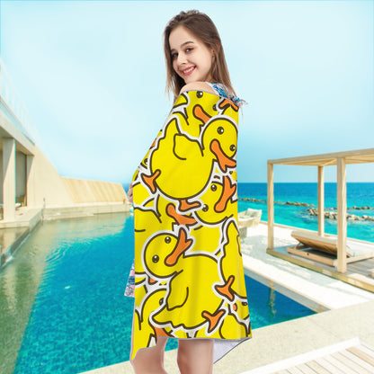 Large Oversized Beach Towel,Swimming Pool Towel Quick Dry, Soft Absorbent, Multifunctional Towel—Yellow Duck