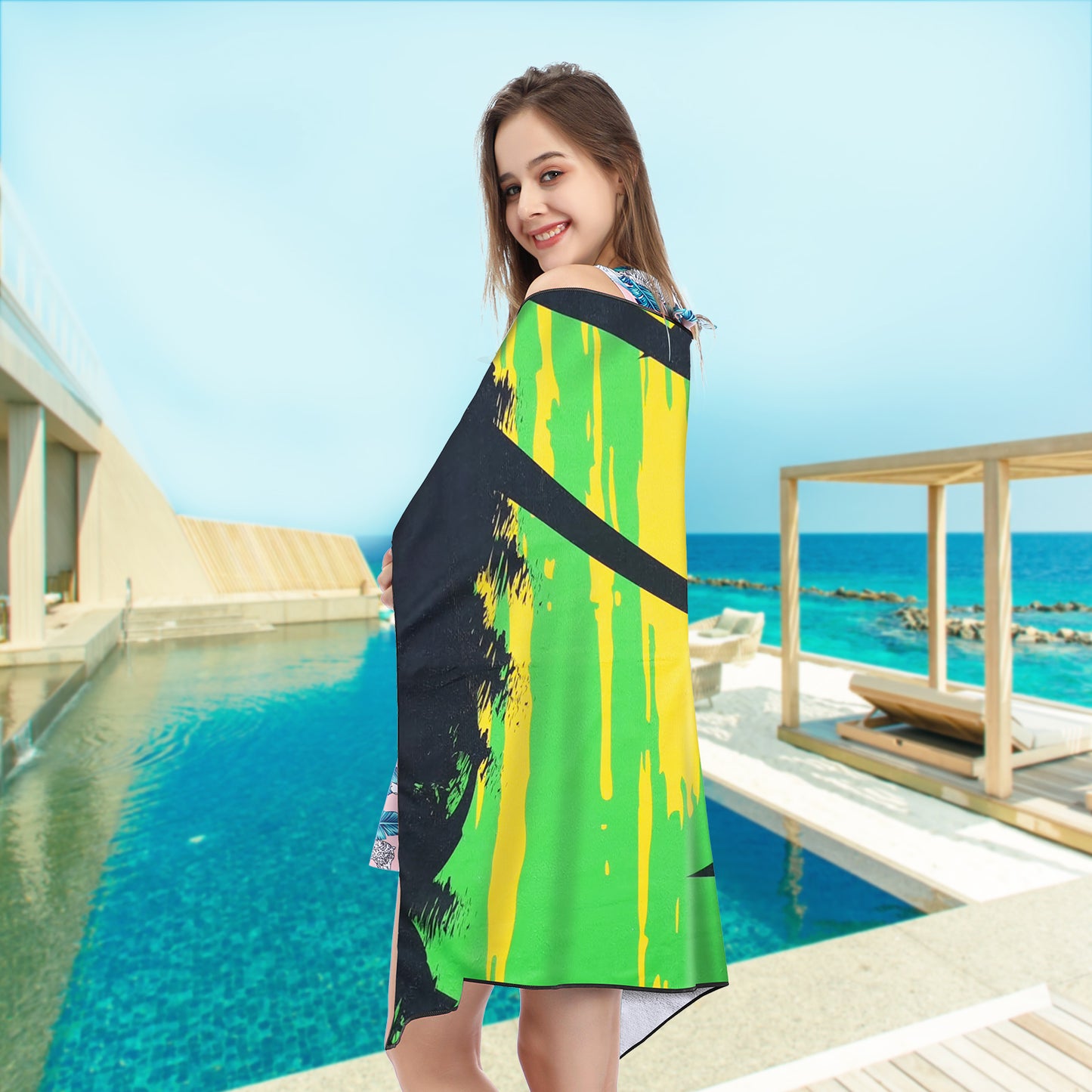 Large Oversized Beach Towel,Swimming Pool Towel Quick Dry, Soft Absorbent, Multifunctional Towel—Sunset