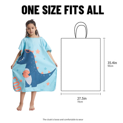 Microfiber kids poncho animals printing hooded towel children changing robe water absorption quick-drying sand-free for swimming pool seasiede beach water park