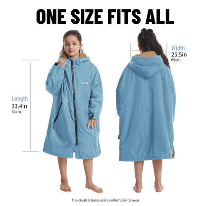 Children's Waterproof parka, Windproof Swimming Coat, Oversized Hooded Changing Robe, Long Sleeves