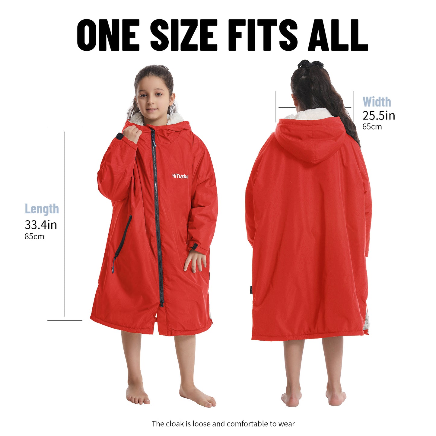 Children's Waterproof parka, Windproof Swimming Coat, Oversized Hooded Changing Robe, Long Sleeves