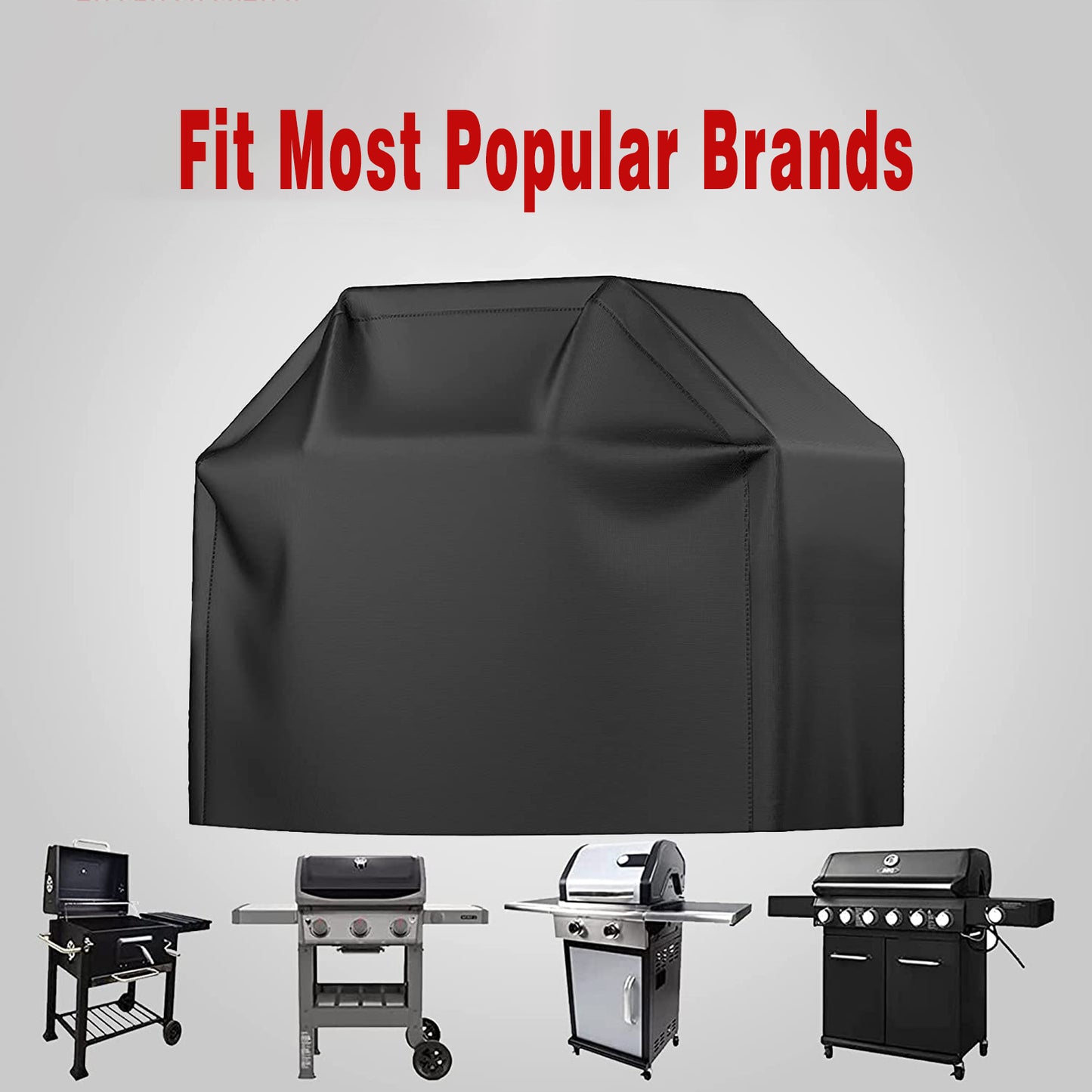 1pc Grill Cover, BBQ Grill Cover, Fit Most Brand, Waterproof, Weather Resistant, Rip-Proof, Anti-UV, Fade Resistant, With Adjustable Velcro Strap, Gas Grill Cover For Weber, Char Broil, Nexgrill Grills