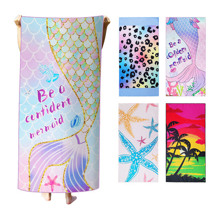 Large Oversized Beach Towel,Swimming Pool Towel Quick Dry,Soft Absorbent, Multifunctional Towel—Golden Mermaid