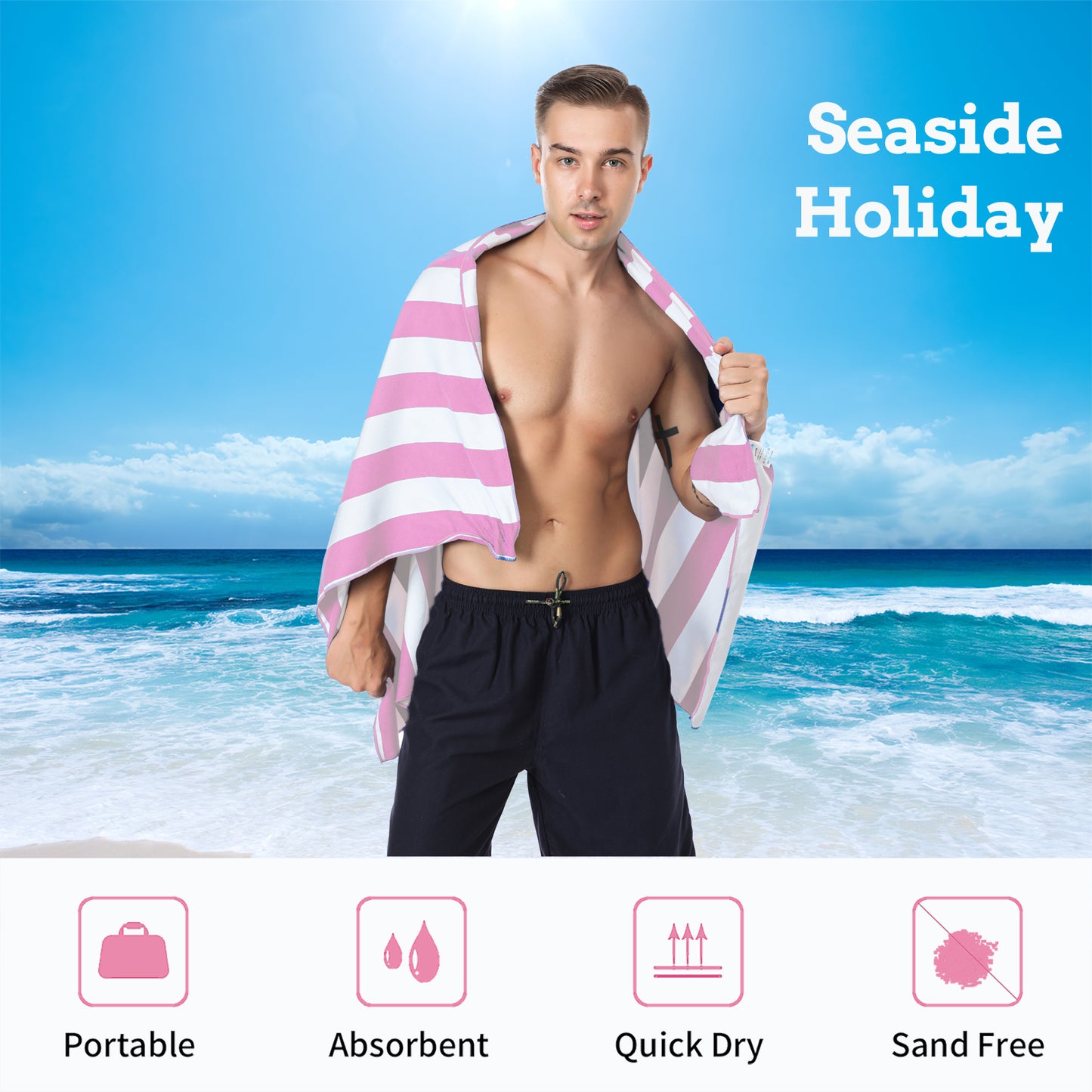 Quick Drying Bath Towel, Swimming Towel, Absorbent Portable, Beach Towel, Sports and Fitness, Quick Drying Towel