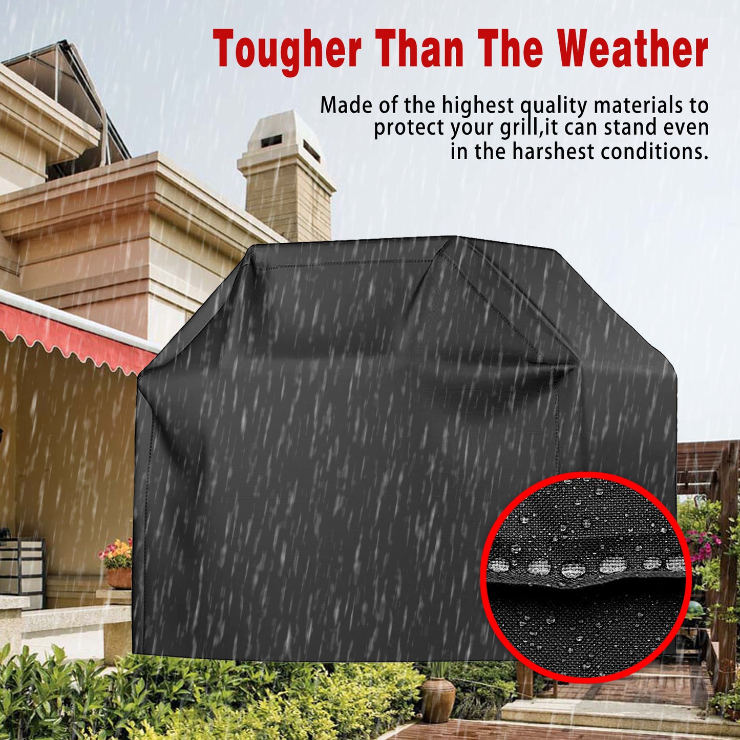 1pc Grill Cover, BBQ Grill Cover, Fit Most Brand, Waterproof, Weather Resistant, Rip-Proof, Anti-UV, Fade Resistant, With Adjustable Velcro Strap, Gas Grill Cover For Weber, Char Broil, Nexgrill Grills