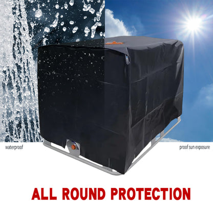 Zipper IBC Tote Cover Huapate 275 Gallon for 420D 1000L Outdoor Water Tank Protective Cover(Black)