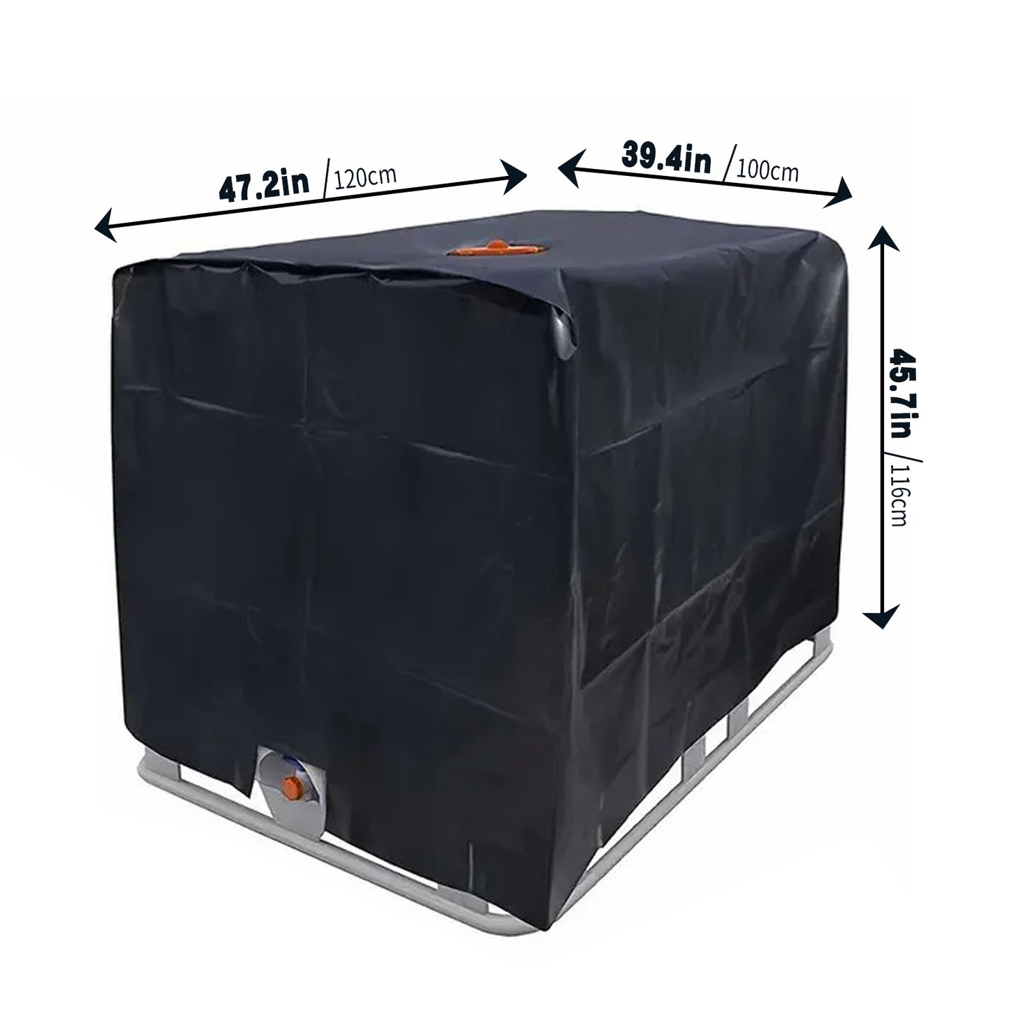 Zipper IBC Tote Cover Huapate 275 Gallon for 420D 1000L Outdoor Water Tank Protective Cover(Black)