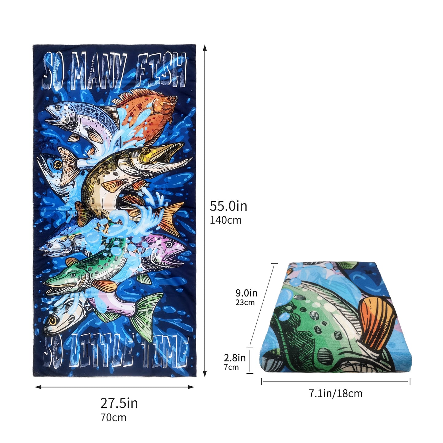 Large Oversized Beach Towel,Swimming Pool Towel Quick Dry, Soft Absorbent, Multifunctional Towel—Fish