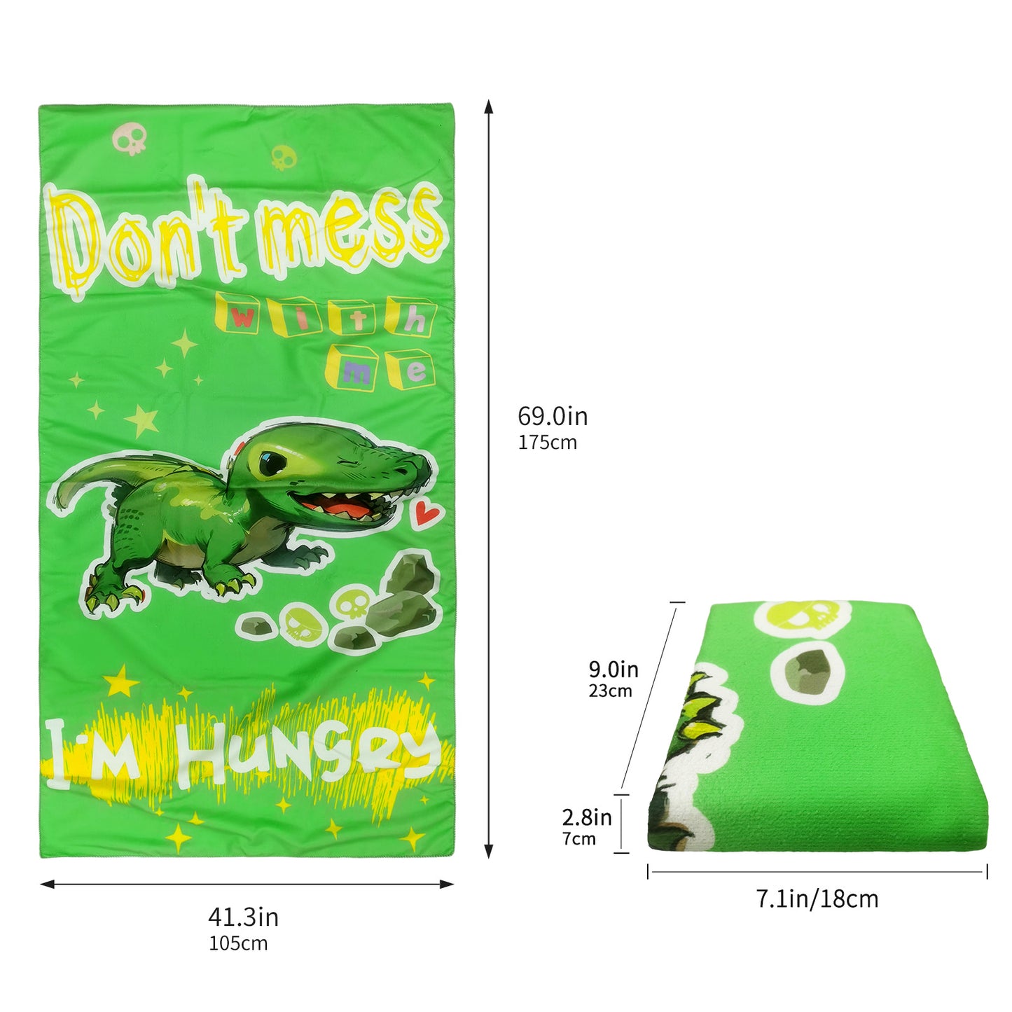 Large Oversized Beach Towel,Swimming Pool Towel Quick Dry, Soft Absorbent, Multifunctional Towel—Little Dinosaur