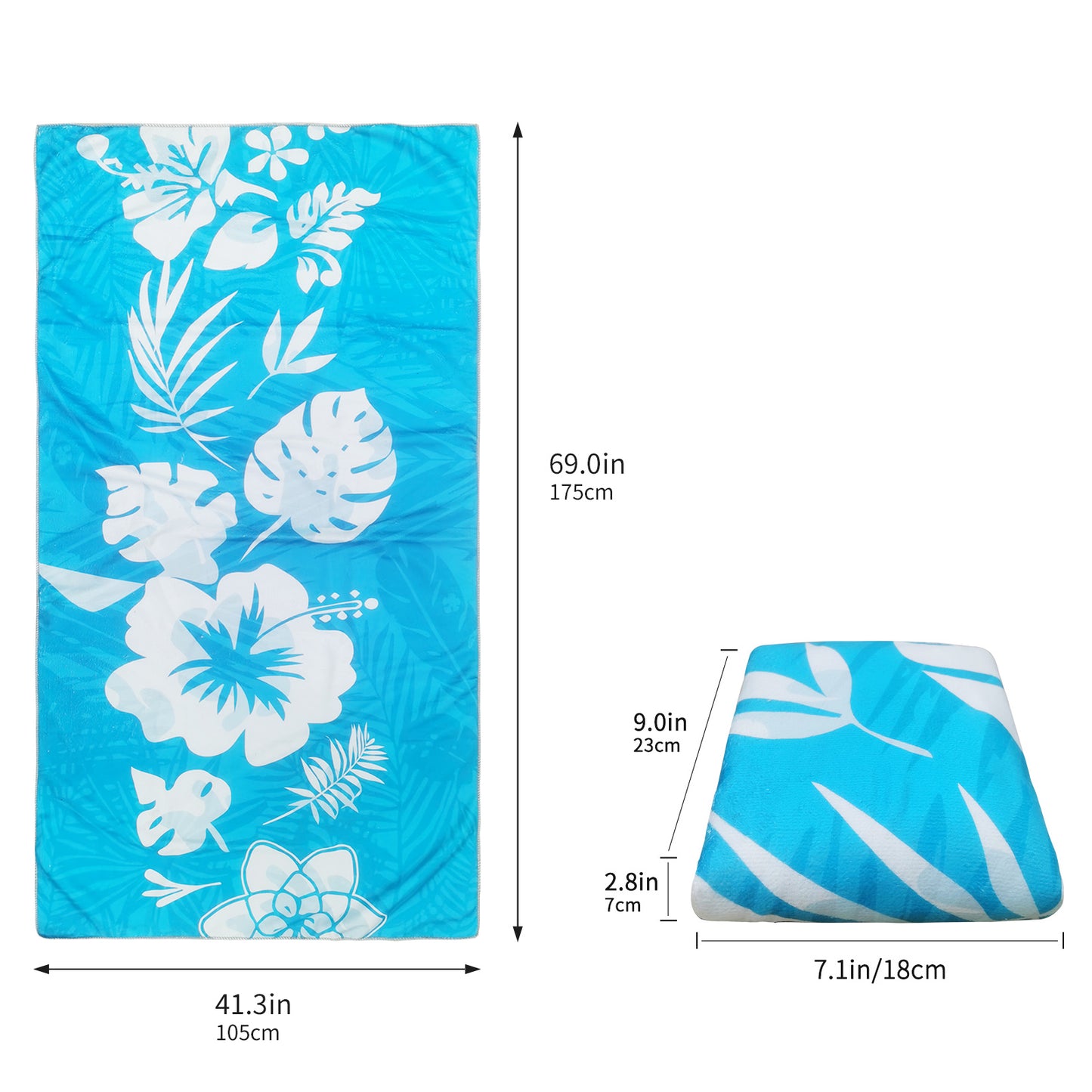 Large Oversized Beach Towel,Swimming Pool Towel Quick Dry, Soft Absorbent, Multifunctional Towel—White Leaves