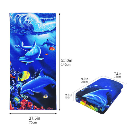 Large Oversized Beach Towel,Swimming Pool Towel Quick Dry,Soft Absorbent, Multifunctional Towel—Ocean