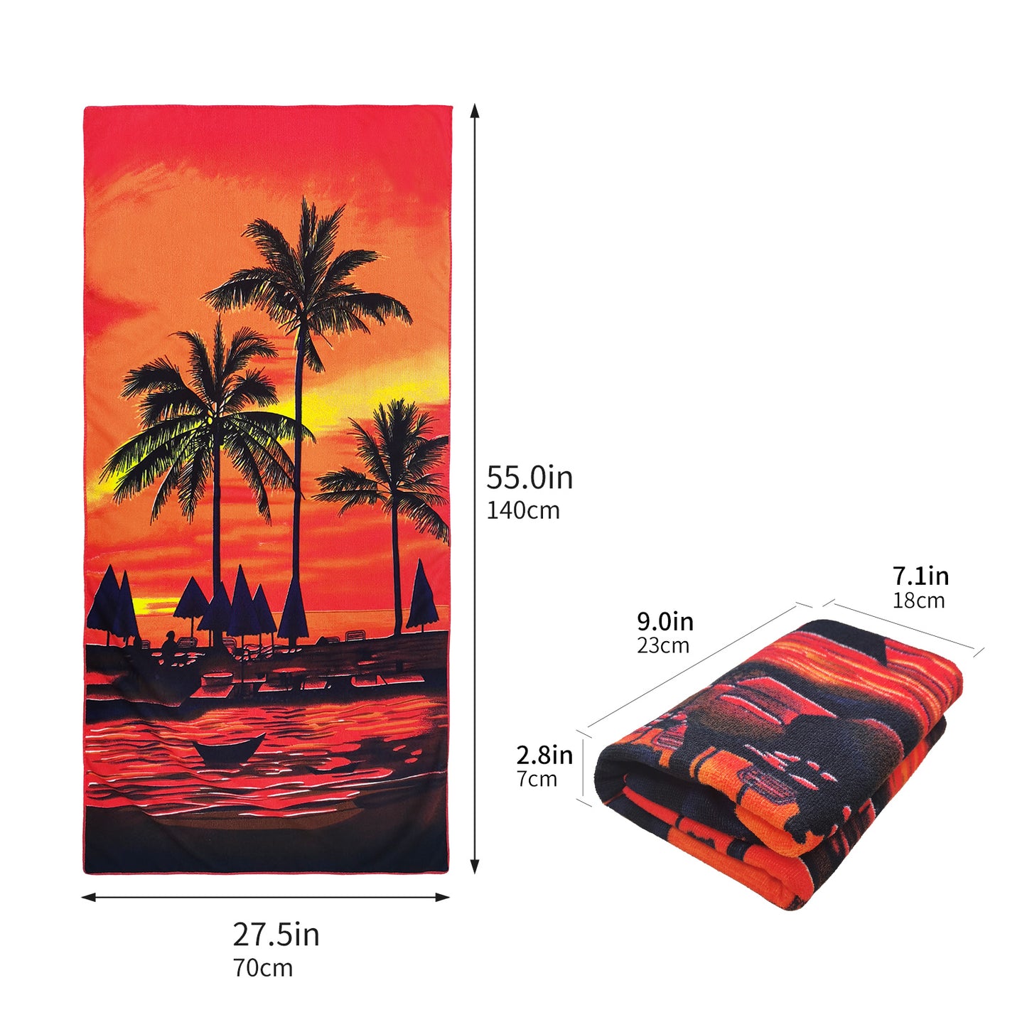 Large Oversized Beach Towel,Swimming Pool Towel Quick Dry, Soft Absorbent, Multifunctional Towel—Sunset Glow