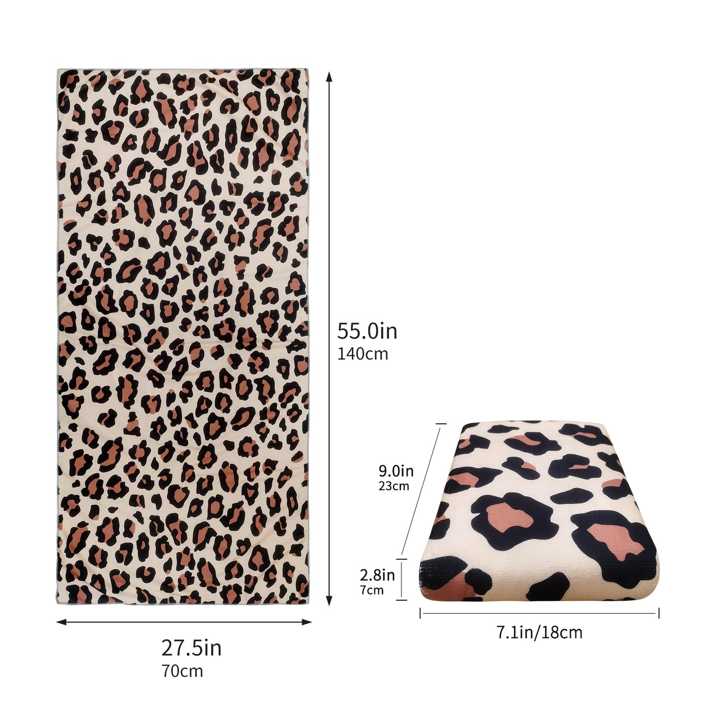 Large Oversized Beach Towel,Swimming Pool Towel Quick Dry, Soft Absorbent, Multifunctional Towel—Light Leopard Print