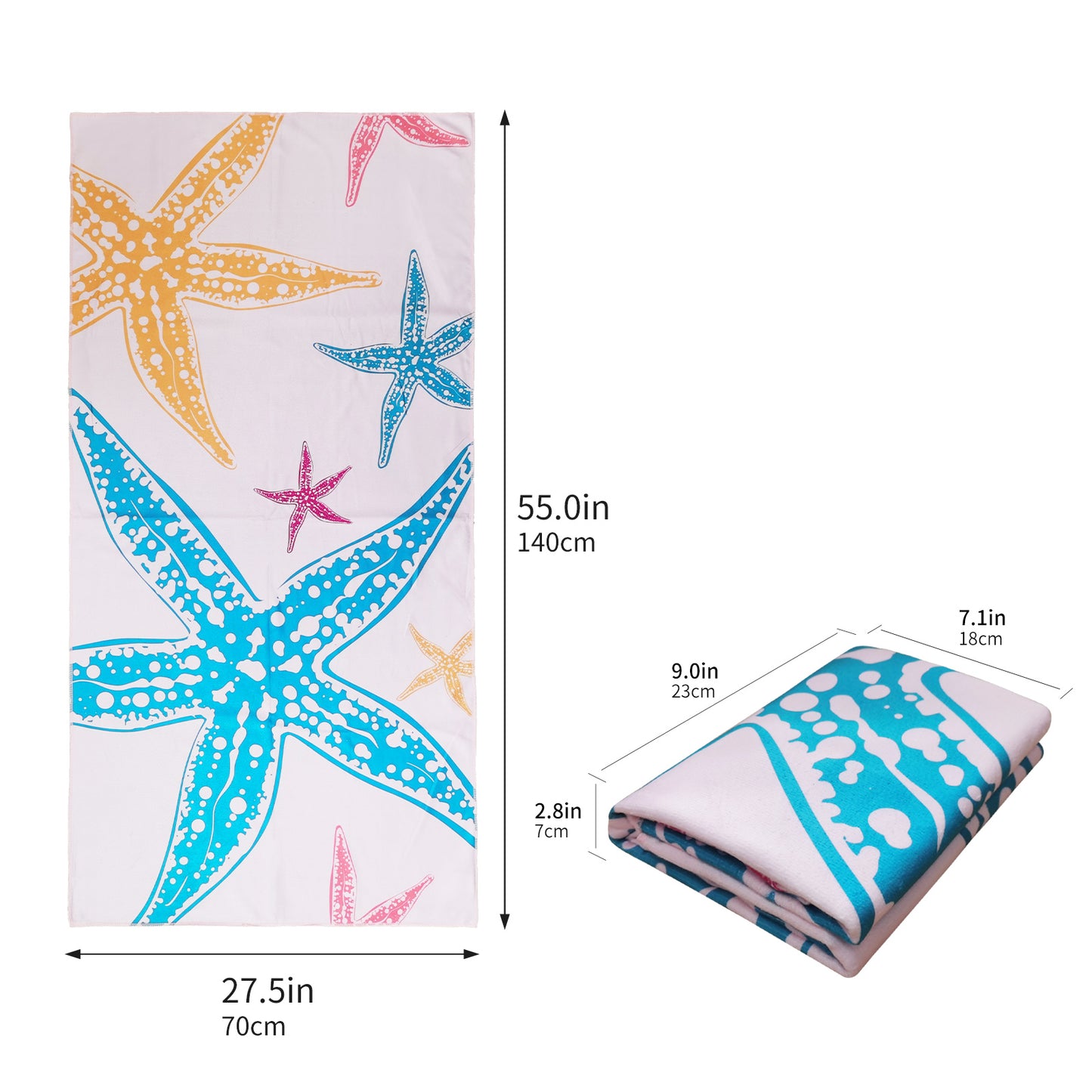 Large Oversized Beach Towel,Swimming Pool Towel Quick Dry, Soft Absorbent, Multifunctional Towel—Starfish