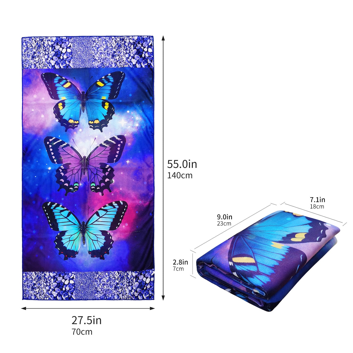 Large Oversized Beach Towel,Swimming Pool Towel Quick Dry, Soft Absorbent, Multifunctional Towel—Butterfly