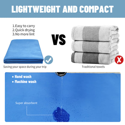 Microfiber Towel With Mesh Bag, Quick Drying Absorbent Towels For Camping, Gym Yoga, Backpacking, Hiking